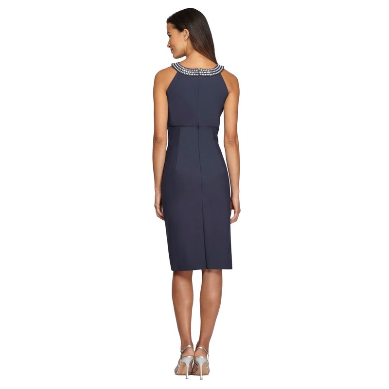 Alex Evenings womens Short Sheath Slimming Stretch Halter Neck Special Occasion Dress, Charcoal, 14 US - Image 2